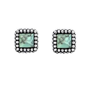 Dainty Pyramid Sterling Silver & Turquoise Stud Earrings